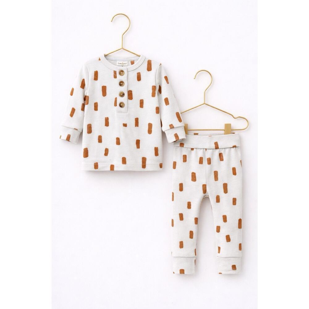 Lou Lou & Co Bamboo Baby Outfit Top Bottom Set Arlo Print Newborn New in Box